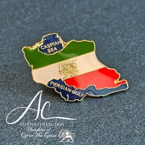 Iran Map Lapel Pin Lion and Sun Flag Women Life Freedom Persian Brooch